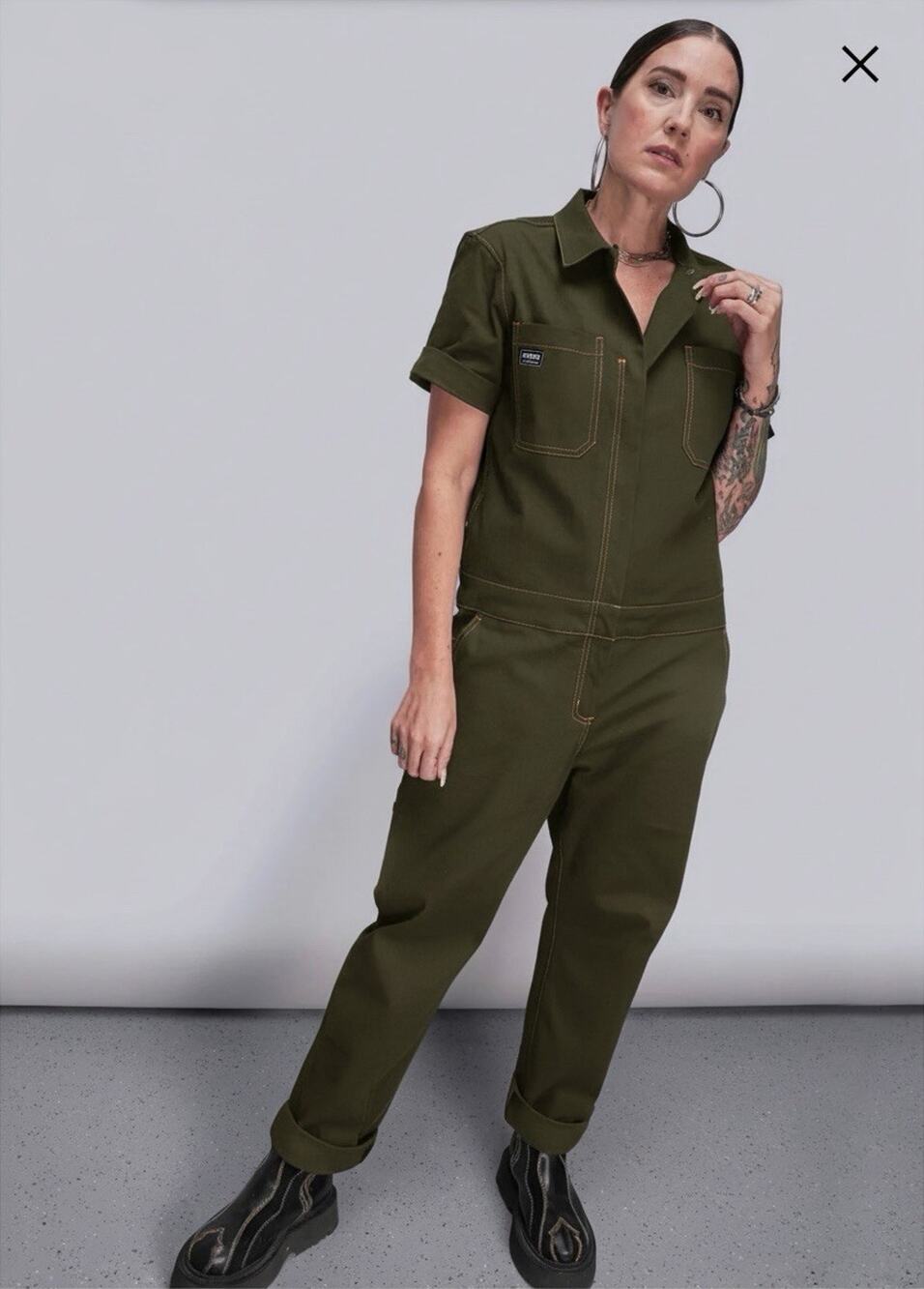 Wildfang Essential Coverall Jumpsuit Olive Green Utility Workwear Size S NWT